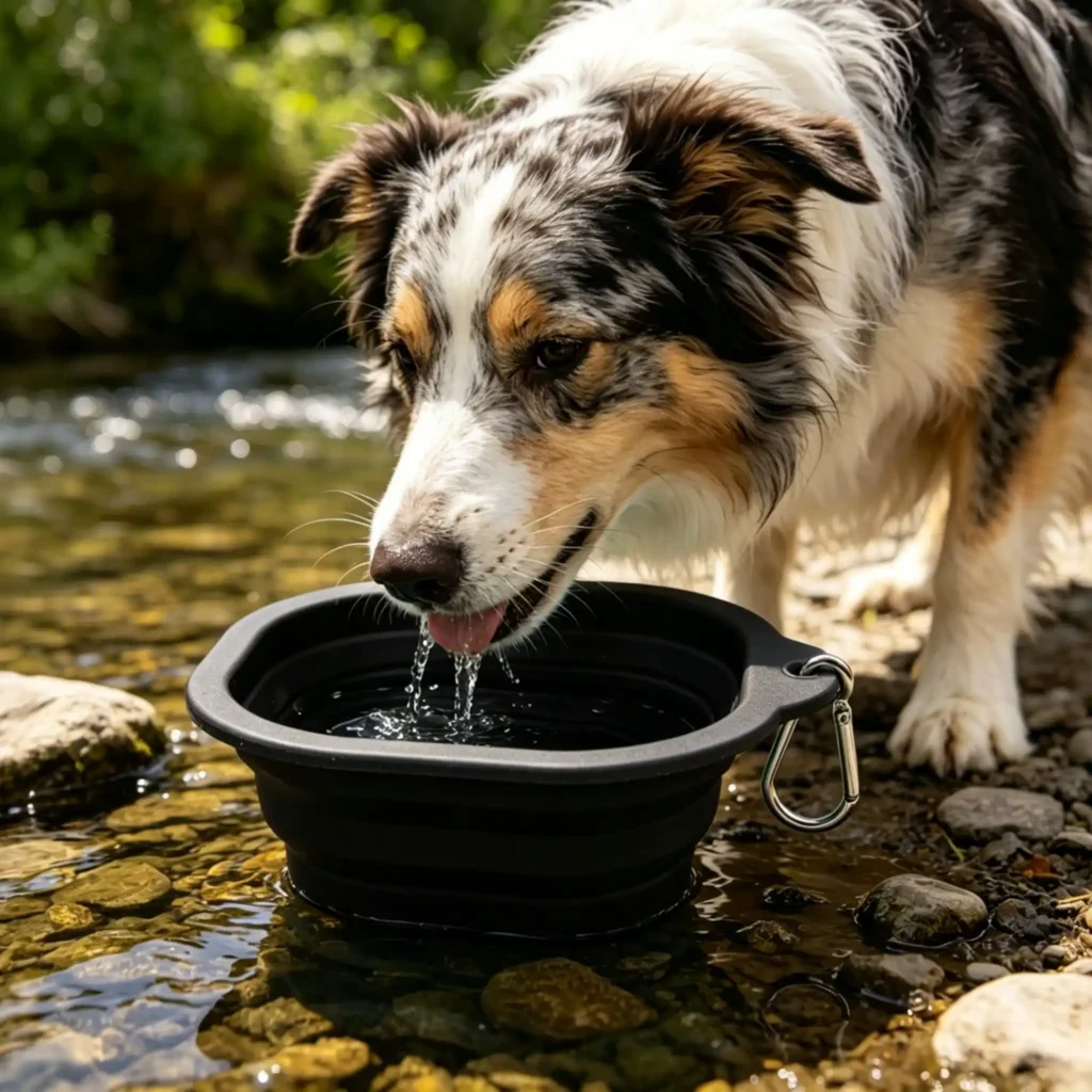 Collapsible Silicone Pet Travel Bowl Foldable Portable Food & Water Bowl with Carabiner