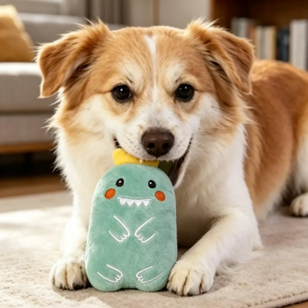 Cute Animal Plush Cat Toy, Crinkle Squeaky Molar Toy for Kitten Self Play & Teeth Cleaning