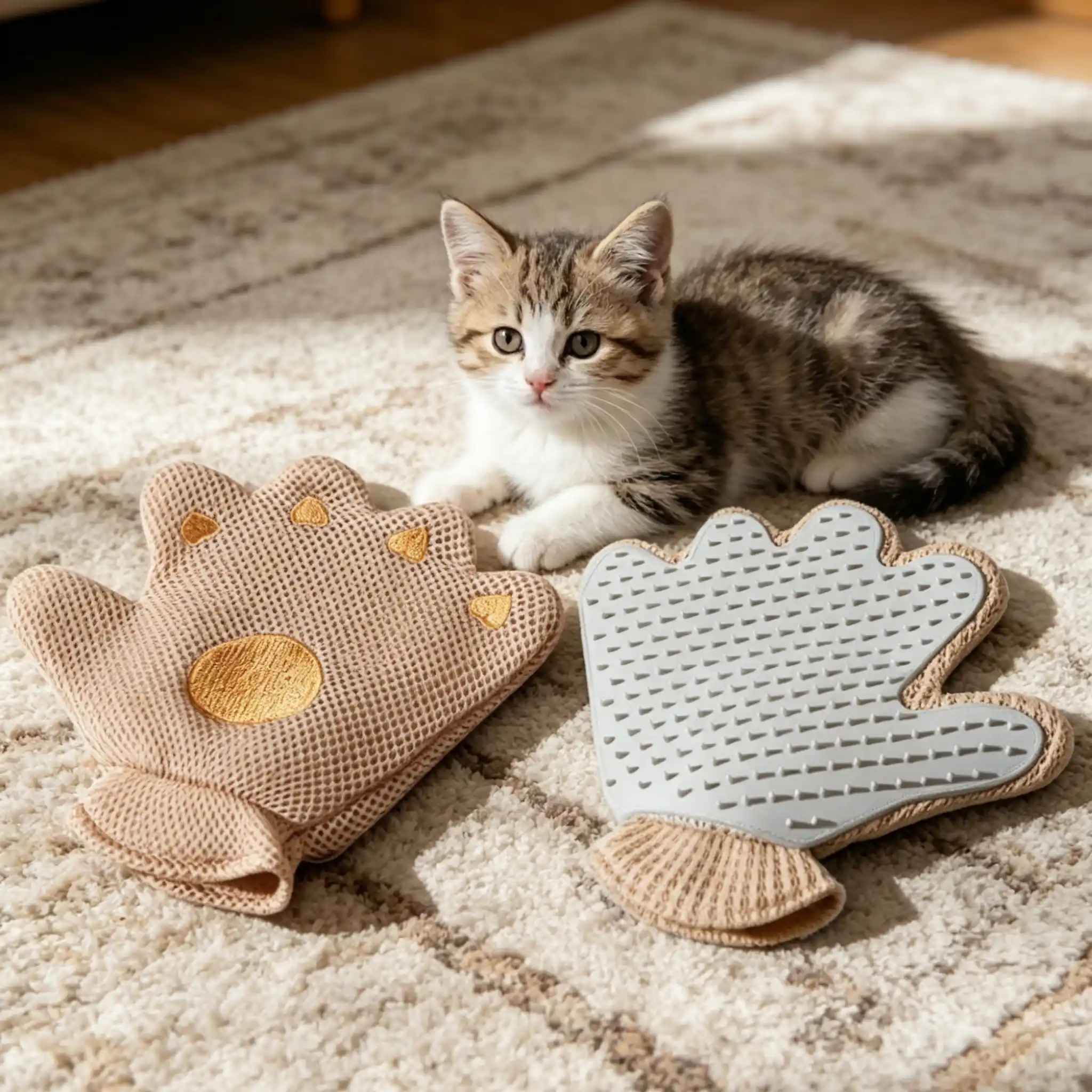 Pet Grooming Glove, Silicone Deshedding Brush Glove for Cats & Dogs with Breathable Mesh - Image 3