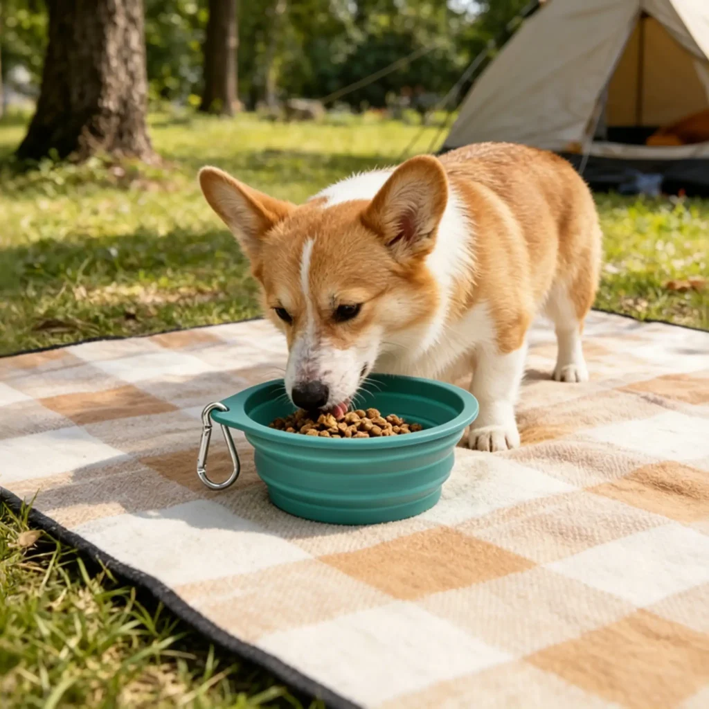 Collapsible Silicone Pet Travel Bowl, Portable Foldable Dog & Cat Water/Feeding Bowl with Carabiner