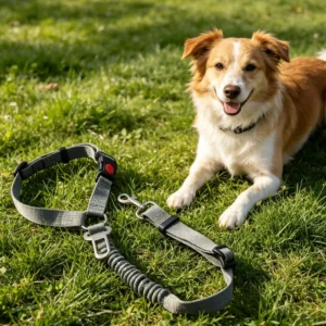 Elastic Pet Car Seat Belt, 2-in-1 Adjustable Pet Vehicle Safety Restraint with Shock Absorption