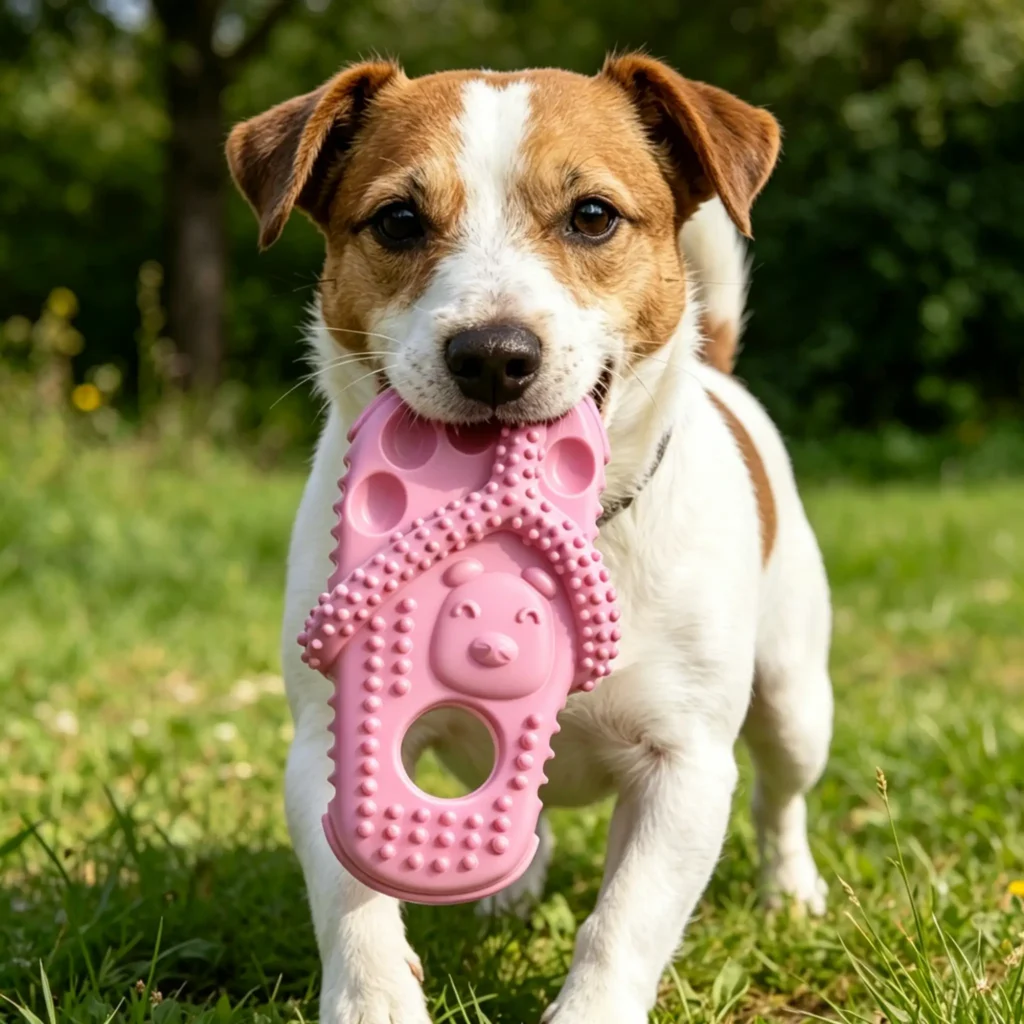 Slipper Shaped TPR Dog Chew Toy, Durable Teething Cleaning Toy for Puppies & Dogs