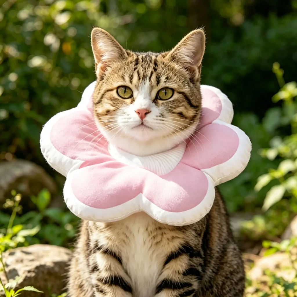 Cute Flower Soft Cat Recovery Collar, Lightweight Anti-Lick Cone for Spay Bath Grooming