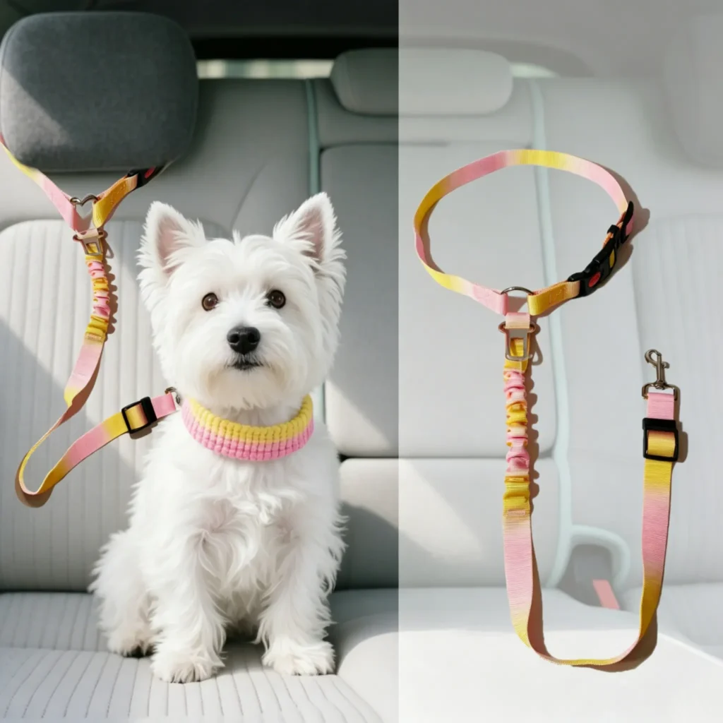 Shock Absorbing Dog Car Seat Belt, Elastic Anti-Pull Pet Vehicle Safety Harness Restraint
