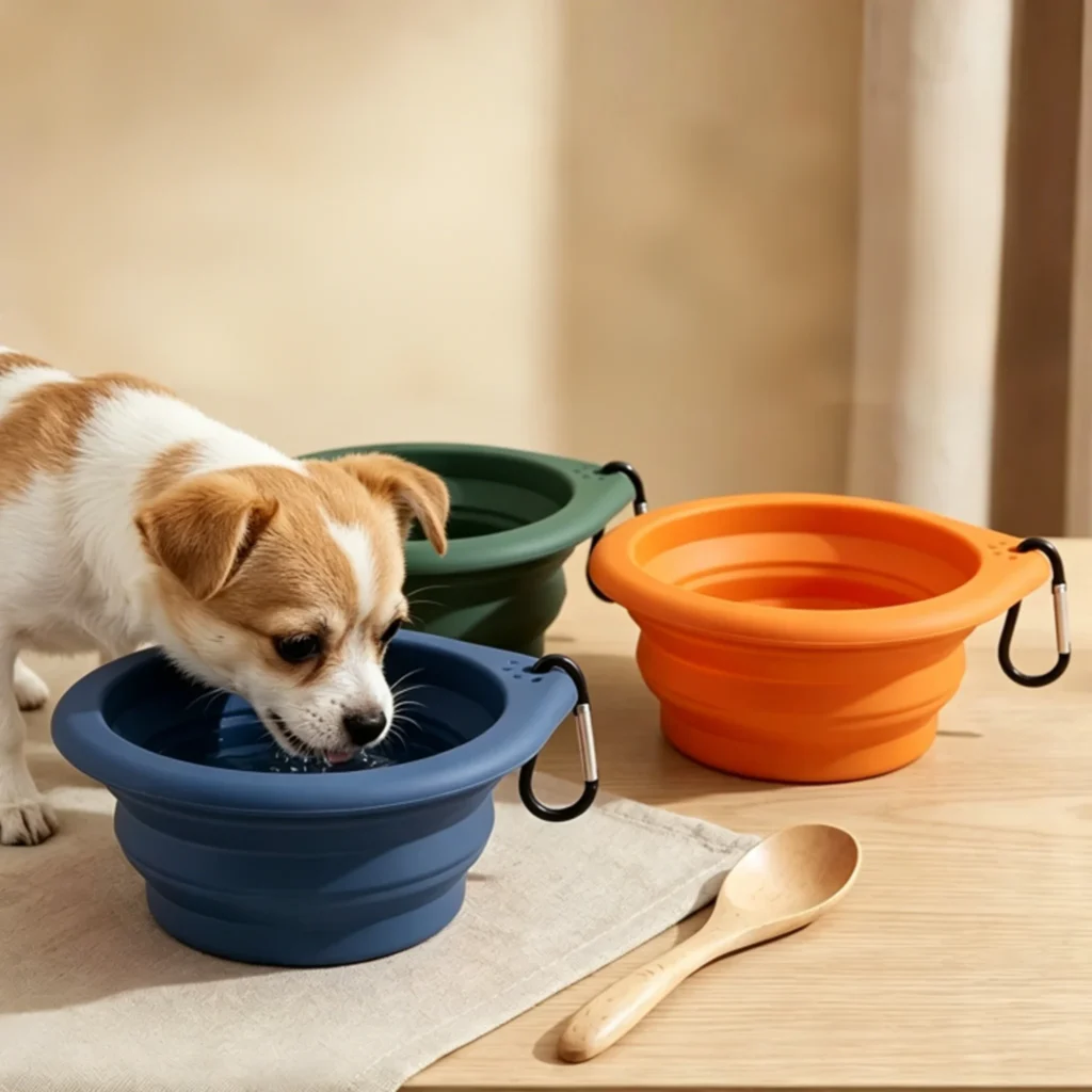 Collapsible Silicone Pet Bowl, Large Portable Foldable Dog & Cat Feeding Bowl, Food-Grade