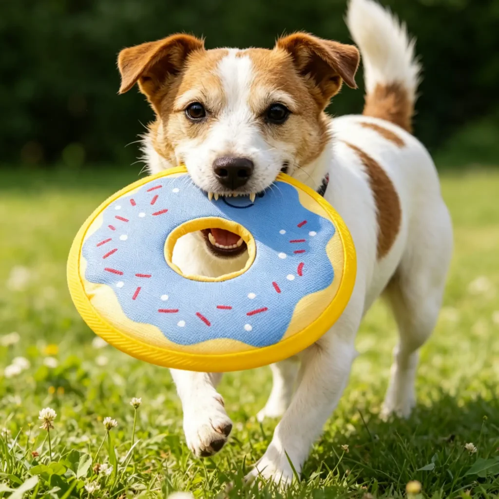 Donut Shaped Dog Soft Frisbee, Interactive Toy for Training & Fetch