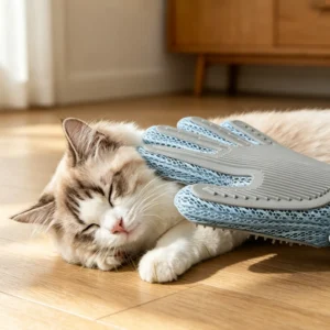 Pet Grooming Glove, Silicone Deshedding Brush Glove for Cats & Dogs with Breathable Mesh