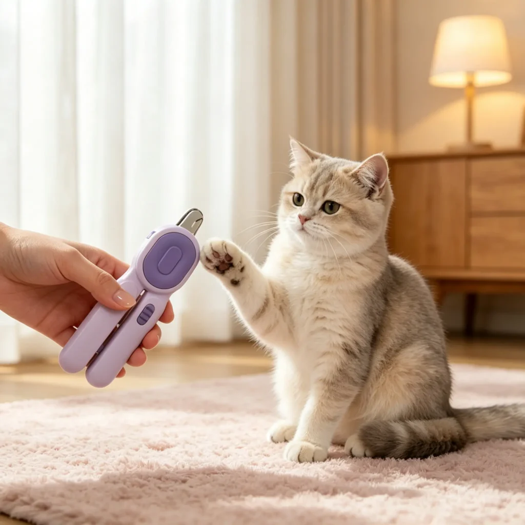 LED Light Pet Nail Clipper, Cat & Dog Nail Trimmer with Safety Guard & Hidden File