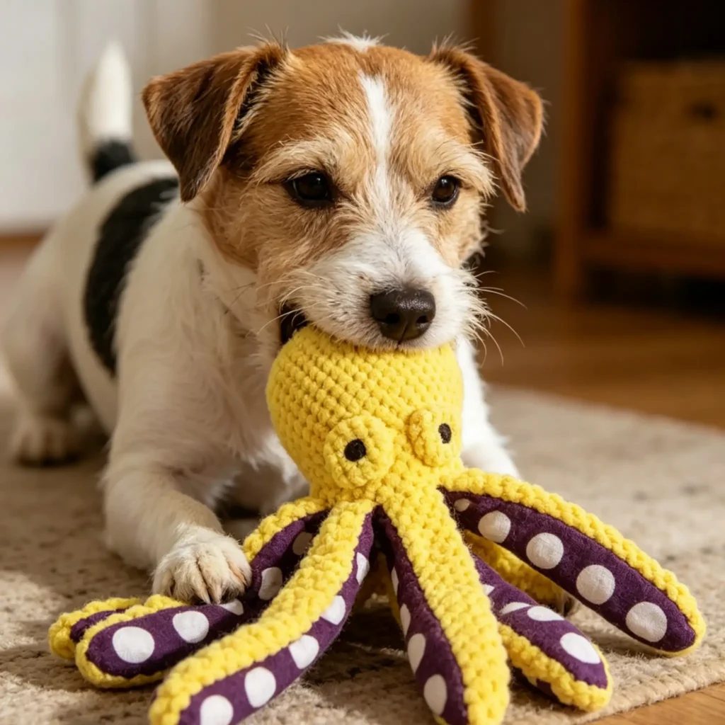 Large Octopus Squeaky Dog Toy, Soft Plush Durable Chew Molar Toy for Boredom Relief