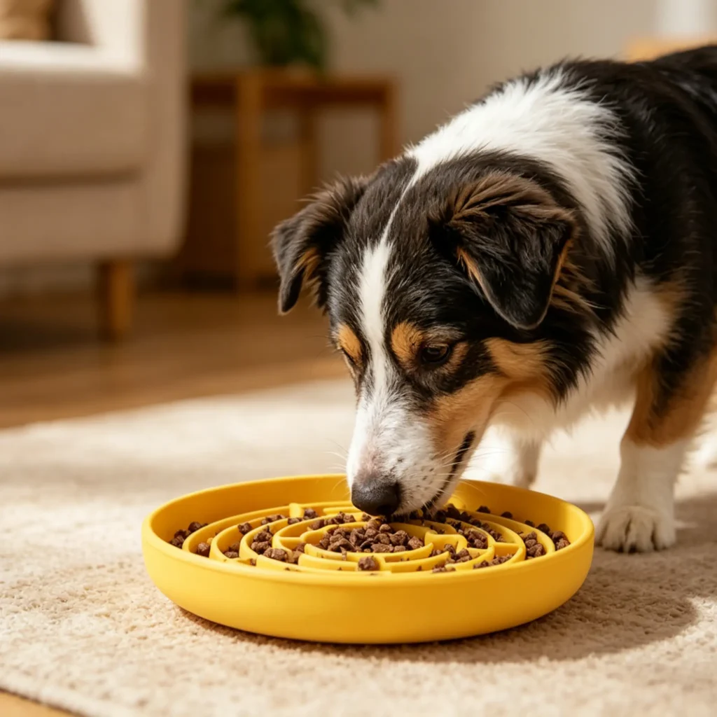Plastic Slow Feeder Dog Bowl, Anti-Choke Anti-Slip Pet Feeding Dish