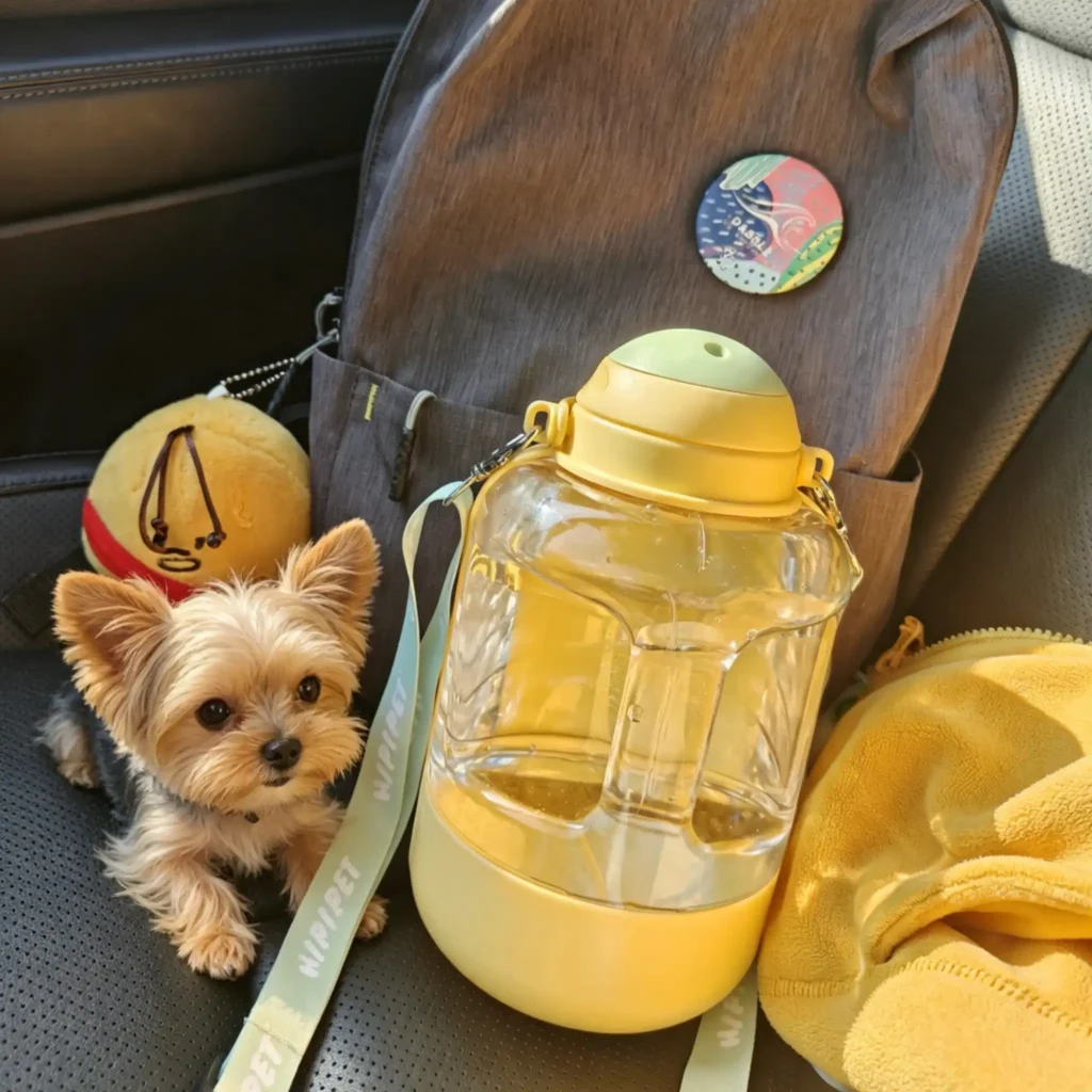 2-in-1 Portable Dog Water Bottle with Food Container, Leak-Proof Pet Travel Water & Food Dispenser