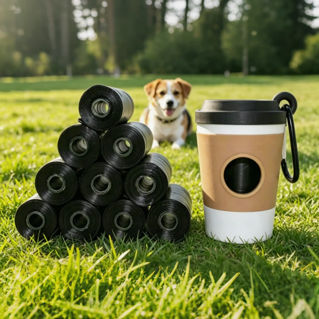 Coffee Cup Shaped Poop Bag Dispenser, Portable Pet Waste Bag Holder for Walking Dogs & Cats